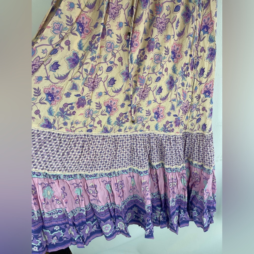 Spell & The Gypsy Floral Boho Maxi Skirt XS Elastic Waist Lined Viscose✨ - Picture 3 of 10